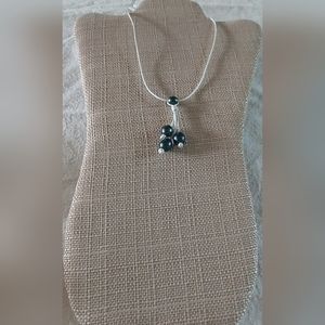 Handmade White Leather And Peacock Pearl Dangle Necklace
